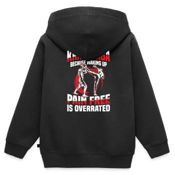 Krav Maga: Weil Schmerzfrei Aufwachen - Kinder Premium Organic Zip Hoodie - Schwarz - Hinten - AI Model Kid Male (0cm)