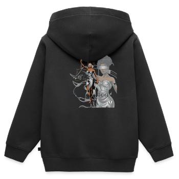 Sorcière élégante avec des écailles et une épée - - Sweat Premium à capuche zippé enfant bio - noir - Dos - AI Model Kid Male (0cm)
