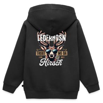 Trachtenshirt Herren Trachten T-Shirt Lederhosen - Kinder Premium Organic Zip Hoodie - Schwarz - Hinten - AI Model Kid Male (0cm)