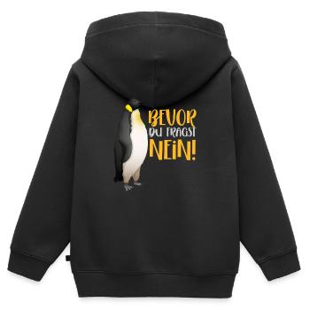 Before you ask! NO! - Kids Premium Organic Zip-up Hoodie - black - Back - AI Model Kid Male (0cm)
