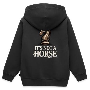 Ce n’est pas un cheval Chess Knight Game Échiquier - Sweat Premium à capuche zippé enfant bio - noir - Dos - AI Model Kid Male (0cm)
