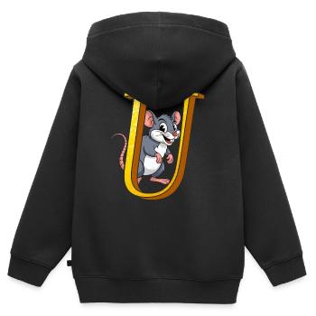 LETTER U - Kids Premium Organic Zip-up Hoodie - black - Back - AI Model Kid Male (0cm)