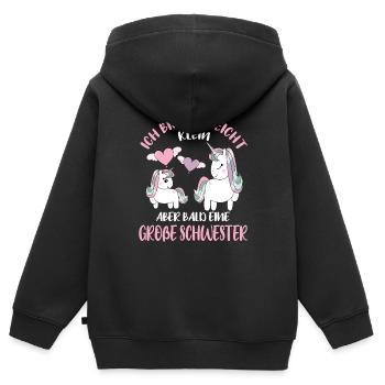 Maybe small, but soon Big Sister Unicorn - Kids Premium Organic Zip-up Hoodie - black - Back - AI Model Kid Male (0cm)