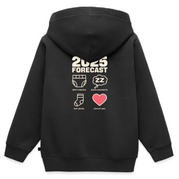 2025 Prognose: Windeln, Nächte, Socken, Liebe - Kinder Premium Organic Zip Hoodie - Schwarz - Hinten - AI Model Kid Male (0cm)