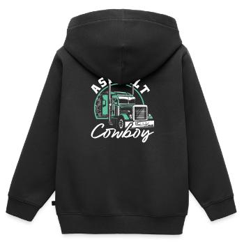 Asphalt Cowboy Trucker Motiv - Kinder Premium Organic Zip Hoodie - Schwarz - Hinten - AI Model Kid Male (0cm)