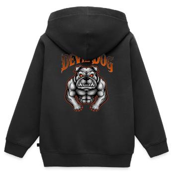CHIEN DIABLE - Sweat Premium à capuche zippé enfant bio - noir - Dos - AI Model Kid Male (0cm)