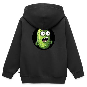 Lustige Gurke erschrocken - Kinder Premium Organic Zip Hoodie - Schwarz - Hinten - AI Model Kid Male (0cm)
