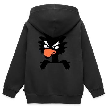 Corbeau oiseau Peeps Mal Cool Drôle Bande dessinée Humour Amusant - Sweat Premium à capuche zippé enfant bio - noir - Dos - AI Model Kid Male (0cm)