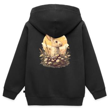 Hasen Hase - Kinder Premium Organic Zip Hoodie - Schwarz - Hinten - AI Model Kid Male (0cm)