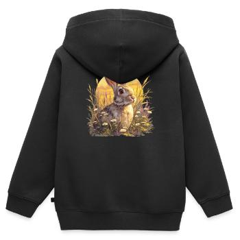 Hasen Hase - Kinder Premium Organic Zip Hoodie - Schwarz - Hinten - AI Model Kid Male (0cm)