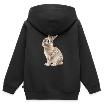 Hasen Hase - Kinder Premium Organic Zip Hoodie - Schwarz - Hinten - AI Model Kid Male (0cm)