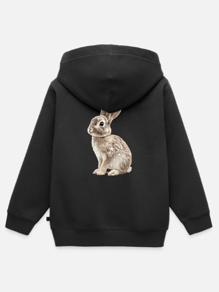 Hasen Hase - Kinder Premium Organic Zip Hoodie - Schwarz