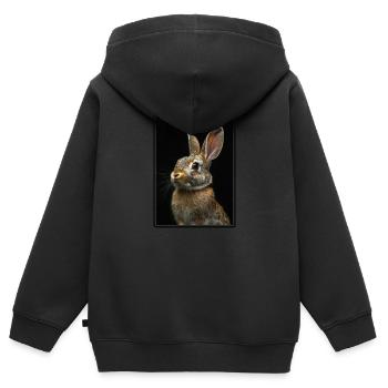 Hasen Hase - Kinder Premium Organic Zip Hoodie - Schwarz - Hinten - AI Model Kid Male (0cm)