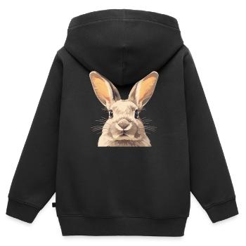 Hasen Hase - Kinder Premium Organic Zip Hoodie - Schwarz - Hinten - AI Model Kid Male (0cm)