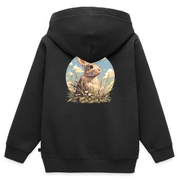 Hasen Hase - Kinder Premium Organic Zip Hoodie - Schwarz - Hinten - AI Model Kid Male (0cm)
