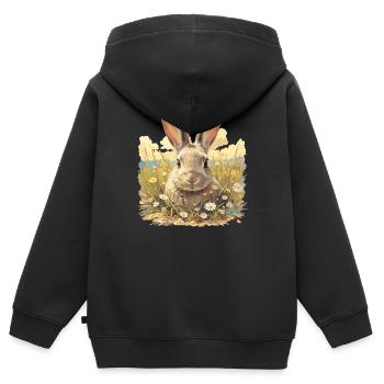 Hasen Hase - Kinder Premium Organic Zip Hoodie - Schwarz - Hinten - AI Model Kid Male (0cm)