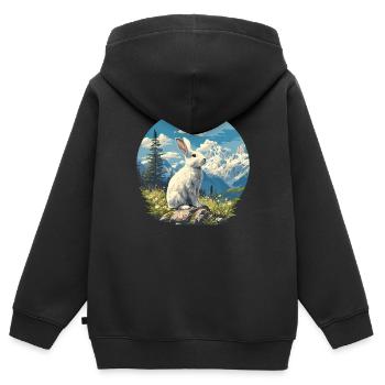 Hasen Hase - Kinder Premium Organic Zip Hoodie - Schwarz - Hinten - AI Model Kid Male (0cm)