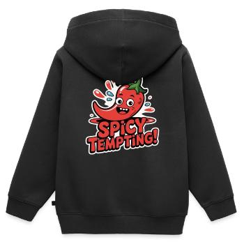 CHILI SCHARF VERFÜHRERISCH - Kinder Premium Organic Zip Hoodie - Schwarz - Hinten - AI Model Kid Male (0cm)