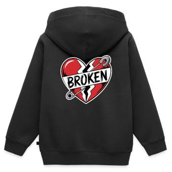 GEBROCHENES HERZ - Kinder Premium Organic Zip Hoodie - Schwarz - Hinten - AI Model Kid Male (0cm)