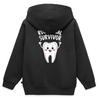 Wurzelkanal Überlebender Zahn Zahnarzt Funny Dental - Kinder Premium Organic Zip Hoodie - Schwarz - Hinten - AI Model Kid Male (0cm)