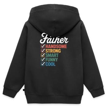 Vater: Attraktiv, Stark, Schlau, Lustig, Cool – - Kinder Premium Organic Zip Hoodie - Schwarz - Hinten - AI Model Kid Male (0cm)