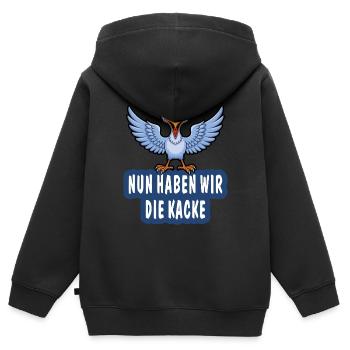 MAINTENANT, NOUS AVONS LA MERDE - Sweat Premium à capuche zippé enfant bio - noir - Dos - AI Model Kid Male (0cm)