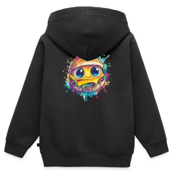 Burger mit großen Augen - Kinder Premium Organic Zip Hoodie - Schwarz - Hinten - AI Model Kid Male (0cm)