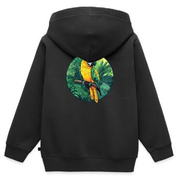 Papagei im Dschungel - Kinder Premium Organic Zip Hoodie - Schwarz - Hinten - AI Model Kid Male (0cm)