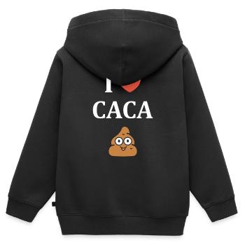 caca - Sweat Premium à capuche zippé enfant bio - noir - Dos - AI Model Kid Male (0cm)