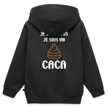 caca - Sweat Premium à capuche zippé enfant bio - noir - Dos - AI Model Kid Male (0cm)