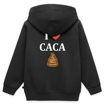 caca - Sweat Premium à capuche zippé enfant bio - noir - Dos - AI Model Kid Male (0cm)