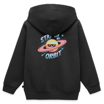 Bleib In Meiner Umlaufbahn Cooles Planetendesign - Kinder Premium Organic Zip Hoodie - Schwarz - Hinten - AI Model Kid Male (0cm)