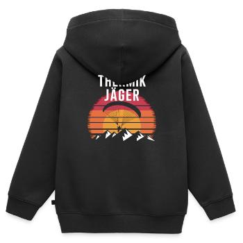 Thermik Gleitschirm Abenteuer Im Sonnenuntergang - Kinder Premium Organic Zip Hoodie - Schwarz - Hinten - AI Model Kid Male (0cm)