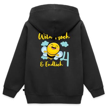 Bee Birthday Motif Finally 4 Years Girl - Kids Premium Organic Zip-up Hoodie - black - Back - AI Model Kid Male (0cm)