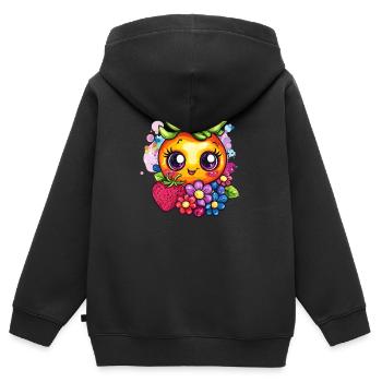 Fruchtiges Sommergesicht - Kinder Premium Organic Zip Hoodie - Schwarz - Hinten - AI Model Kid Male (0cm)