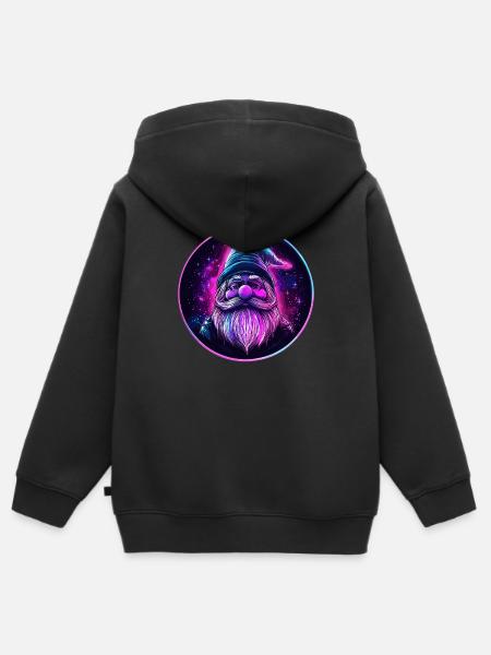 Fantasy Zwerg im All - Kinder Premium Organic Zip Hoodie - Schwarz