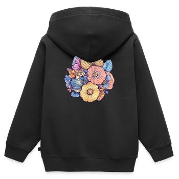 Composition florale colorée - Sweat Premium à capuche zippé enfant bio - noir - Dos - AI Model Kid Male (0cm)