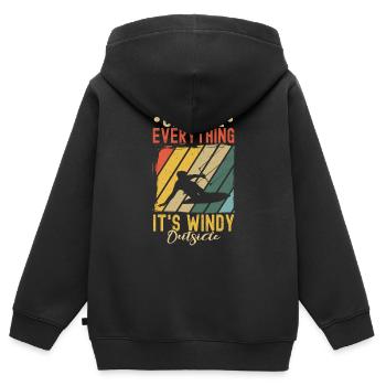 Kitesurfen Alles Absagen, Es Ist Windig Draußen - Kinder Premium Organic Zip Hoodie - Schwarz - Hinten - AI Model Kid Male (0cm)