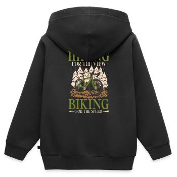 Wandern Für Die Aussicht, Radfahren Für Die - Kinder Premium Organic Zip Hoodie - Schwarz - Hinten - AI Model Kid Male (0cm)