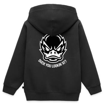 DU SCHAUST REIN AN - Kinder Premium Organic Zip Hoodie - Schwarz - Hinten - AI Model Kid Male (0cm)