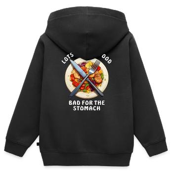 BEAUCOUP DE BONNE NOURRITURE MAUVAISE POUR L’ESTOMAC - Sweat Premium à capuche zippé enfant bio - noir - Dos - AI Model Kid Male (0cm)