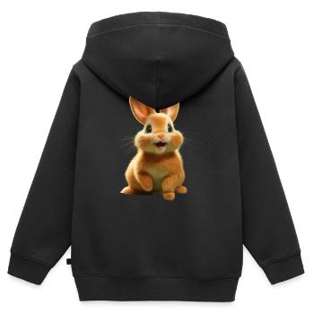 Osterhase - Kinder Premium Organic Zip Hoodie - Schwarz - Hinten - AI Model Kid Male (0cm)