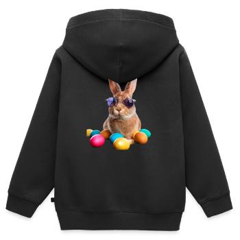 Osterhase - Kinder Premium Organic Zip Hoodie - Schwarz - Hinten - AI Model Kid Male (0cm)