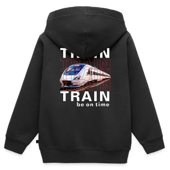 ZUG TRAIN be on time - Kids Premium Organic Zip-up Hoodie - black - Back - AI Model Kid Male (0cm)