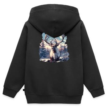 Renne Renne - Sweat Premium à capuche zippé enfant bio - noir - Dos - AI Model Kid Male (0cm)