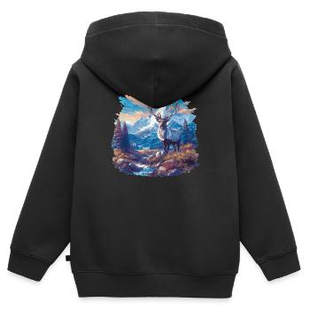 Renne Renne - Sweat Premium à capuche zippé enfant bio - noir - Dos - AI Model Kid Male (0cm)