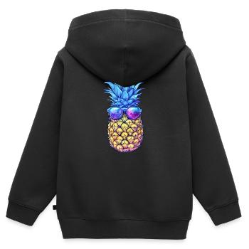 Stylische Ananas mit Sonnenbrille - Kinder Premium Organic Zip Hoodie - Schwarz - Hinten - AI Model Kid Male (0cm)