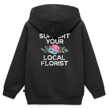 Soutenez votre fleuriste local avec - Sweat Premium à capuche zippé enfant bio - noir - Dos - AI Model Kid Male (0cm)