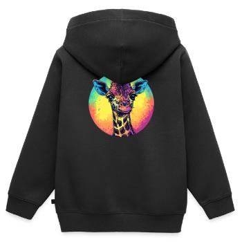 Colorful Giraffe with Gradient - Kids Premium Organic Zip-up Hoodie - black - Back - AI Model Kid Male (0cm)