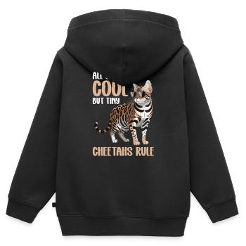 Tous les chats sont cool, mais de minuscules guépards - Sweat Premium à capuche zippé enfant bio - noir - Dos - AI Model Kid Male (0cm)